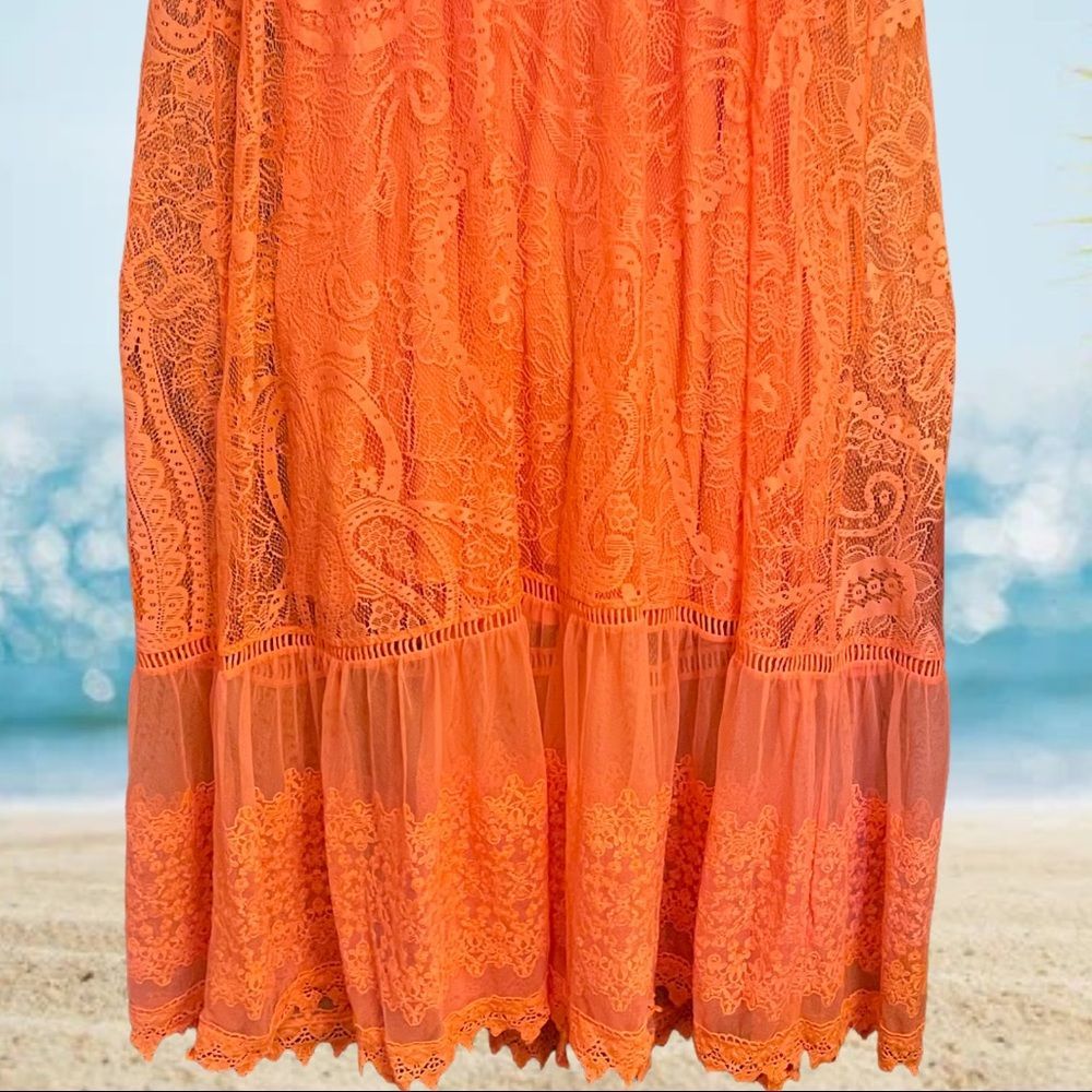 Torrid Lace Coral Button Front Skater Maxi Dress Sizes: 1XL 2XL  3XL NWT - Picture 14 of 16